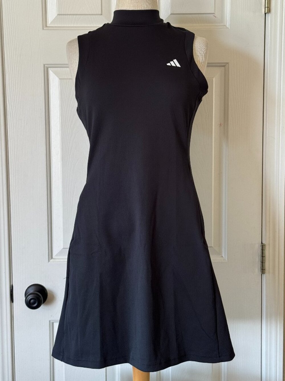 adidas Black Sleeveless Mini Dress with Mock Neck
